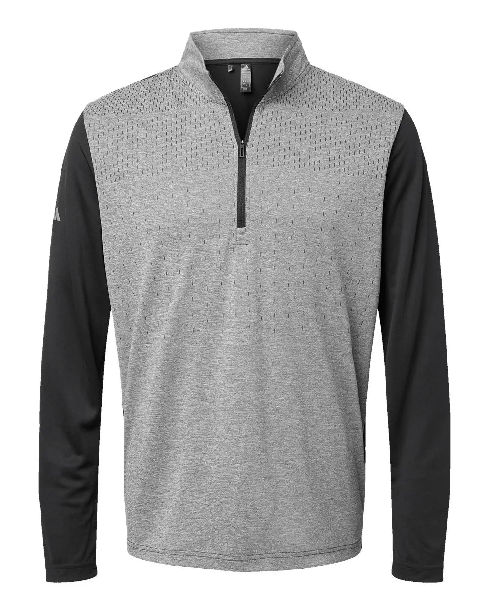 Heather Block Print Quarter-Zip Pullover black melange/ black/ grey three_3