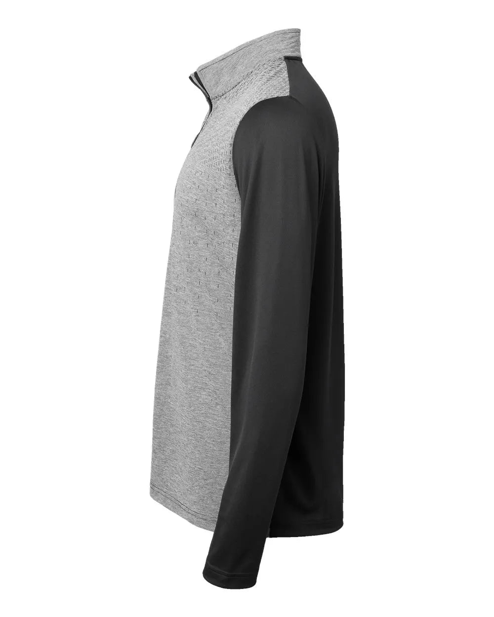 Heather Block Print Quarter-Zip Pullover black melange/ black/ grey three_4