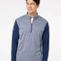 Heather Block Print Quarter-Zip Pullover collegiate navy melange/ navy/ grey three