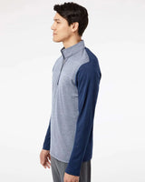 Heather Block Print Quarter-Zip Pullover collegiate navy melange/ navy/ grey three_1
