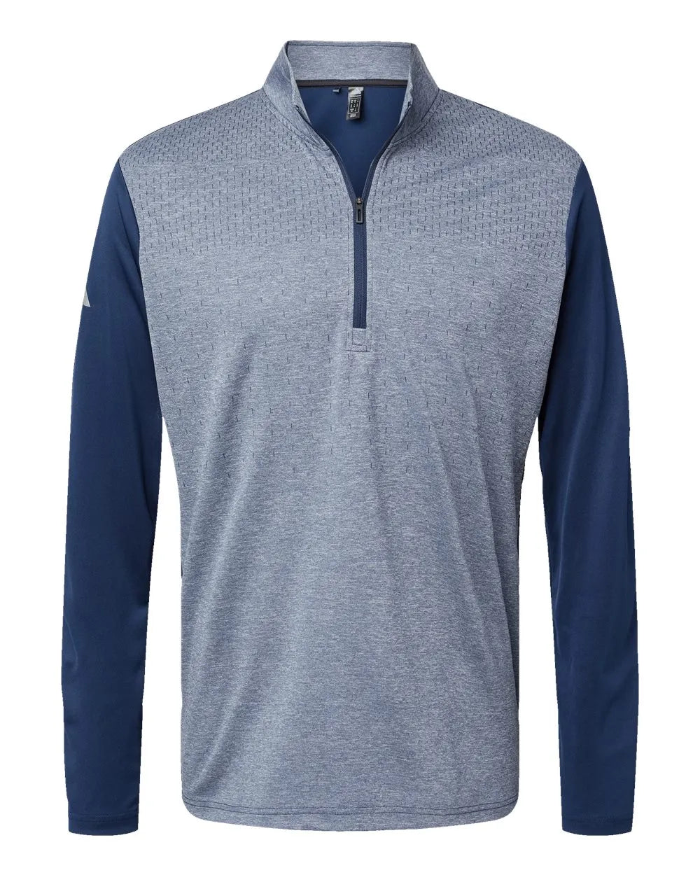 Heather Block Print Quarter-Zip Pullover collegiate navy melange/ navy/ grey three_3
