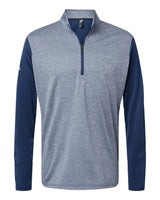 Heather Block Print Quarter-Zip Pullover collegiate navy melange/ navy/ grey three_3