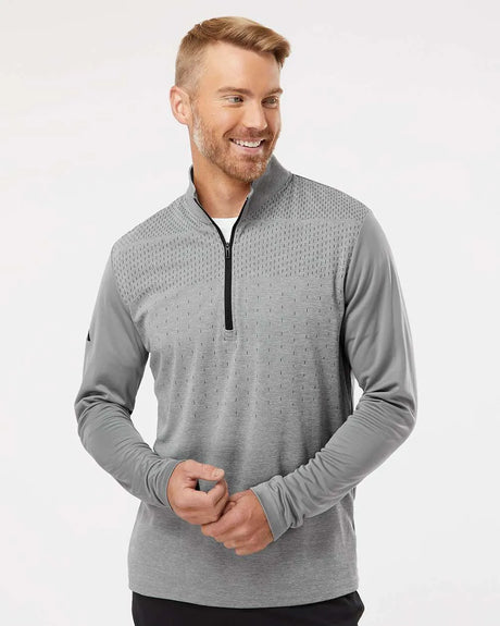 Heather Block Print Quarter-Zip Pullover grey three melange/ grey three/ black