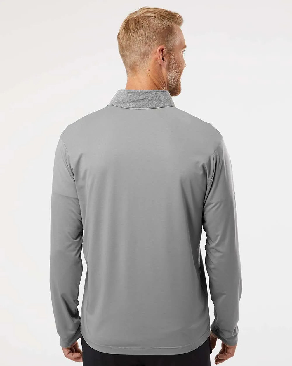 Heather Block Print Quarter-Zip Pullover grey three melange/ grey three/ black_2