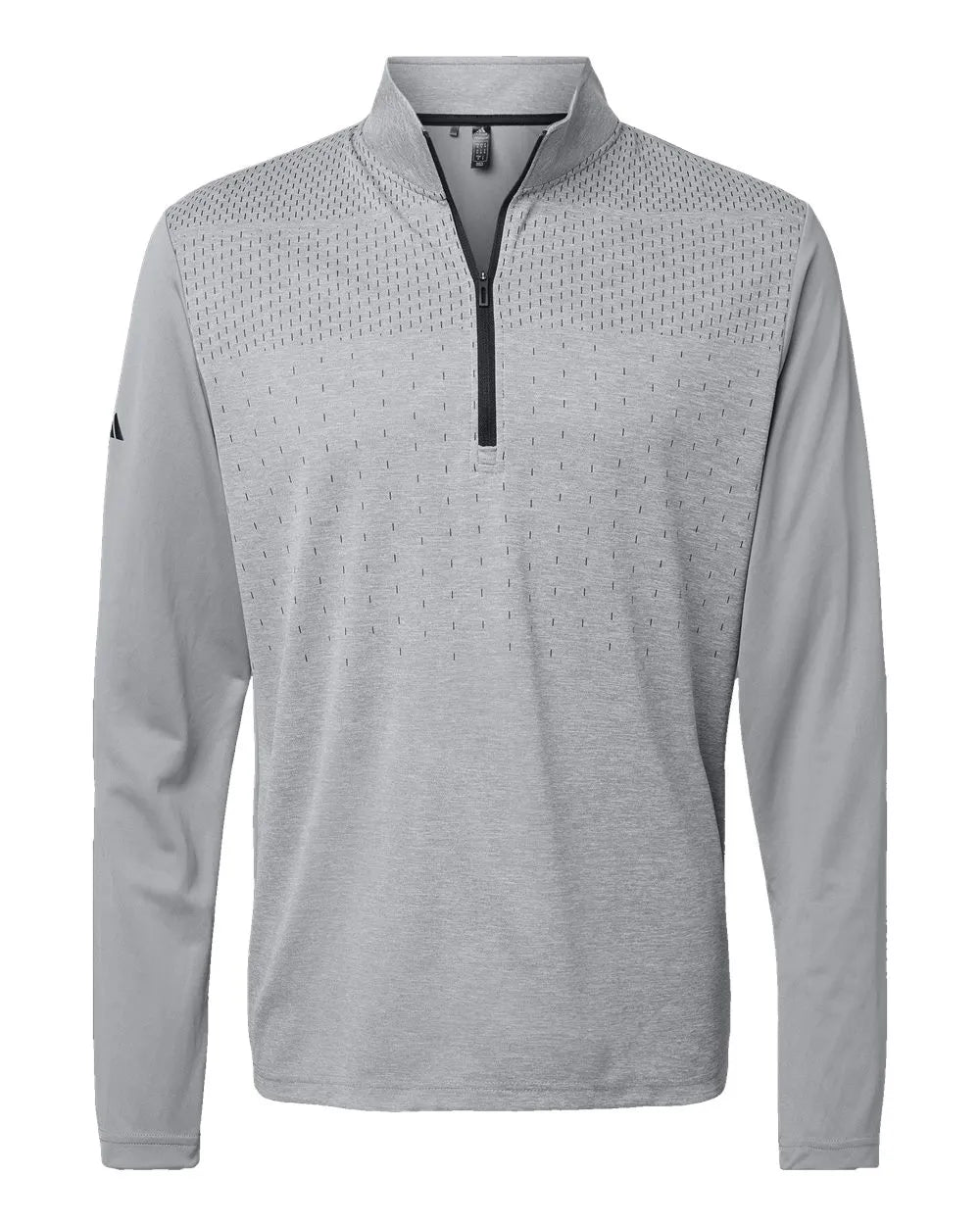 Heather Block Print Quarter-Zip Pullover grey three melange/ grey three/ black_3