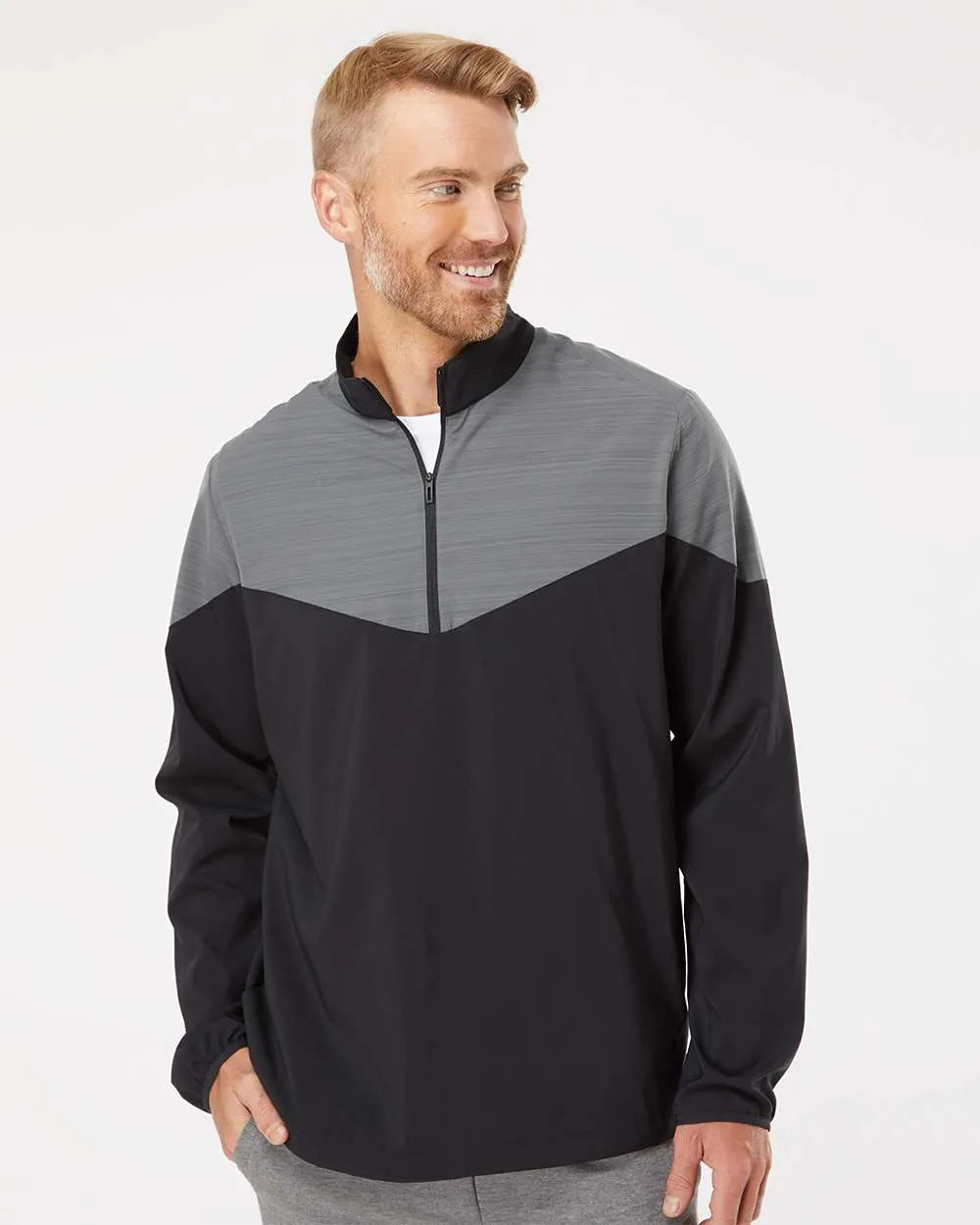 Heather Chevron Quarter-Zip Windshirt black/ black heather