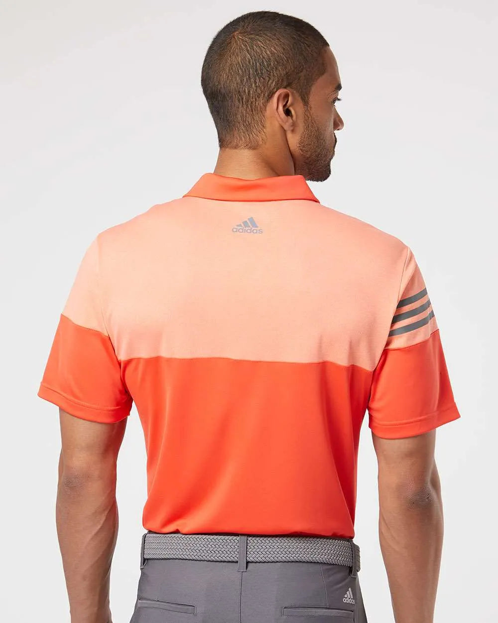 Heathered 3-Stripes Colorblocked Polo Blaze Orange/ Vista Grey_2