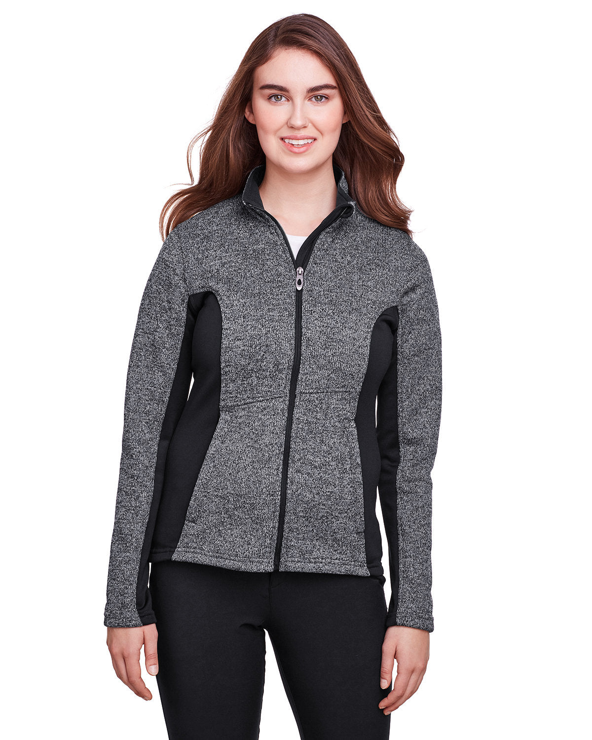Ladies' Constant Full-Zip Sweater Fleece Jacket Black Hthr/ Blk
