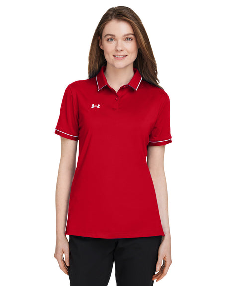 Ladies' Tipped Teams Performance Polo Rosy Reds