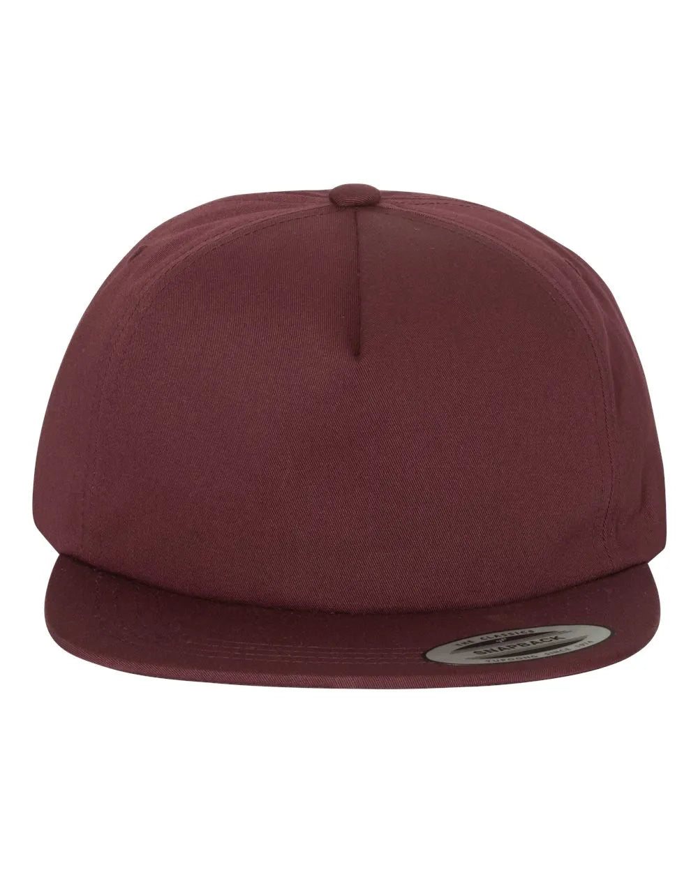 Lightly-Structured Five-Panel Snapback Cap Maroon_1