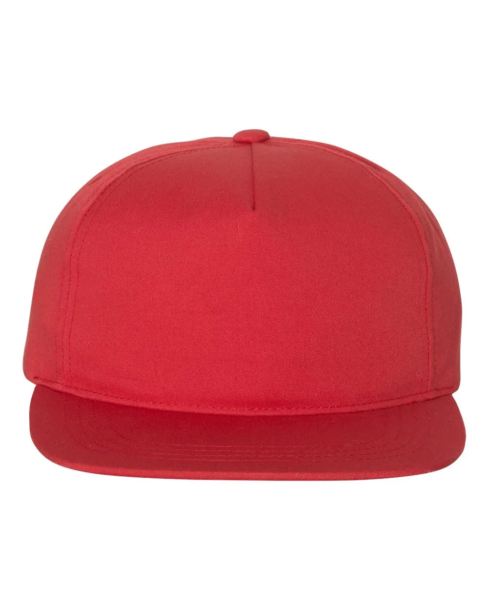 Lightly-Structured Five-Panel Snapback Cap Red_1