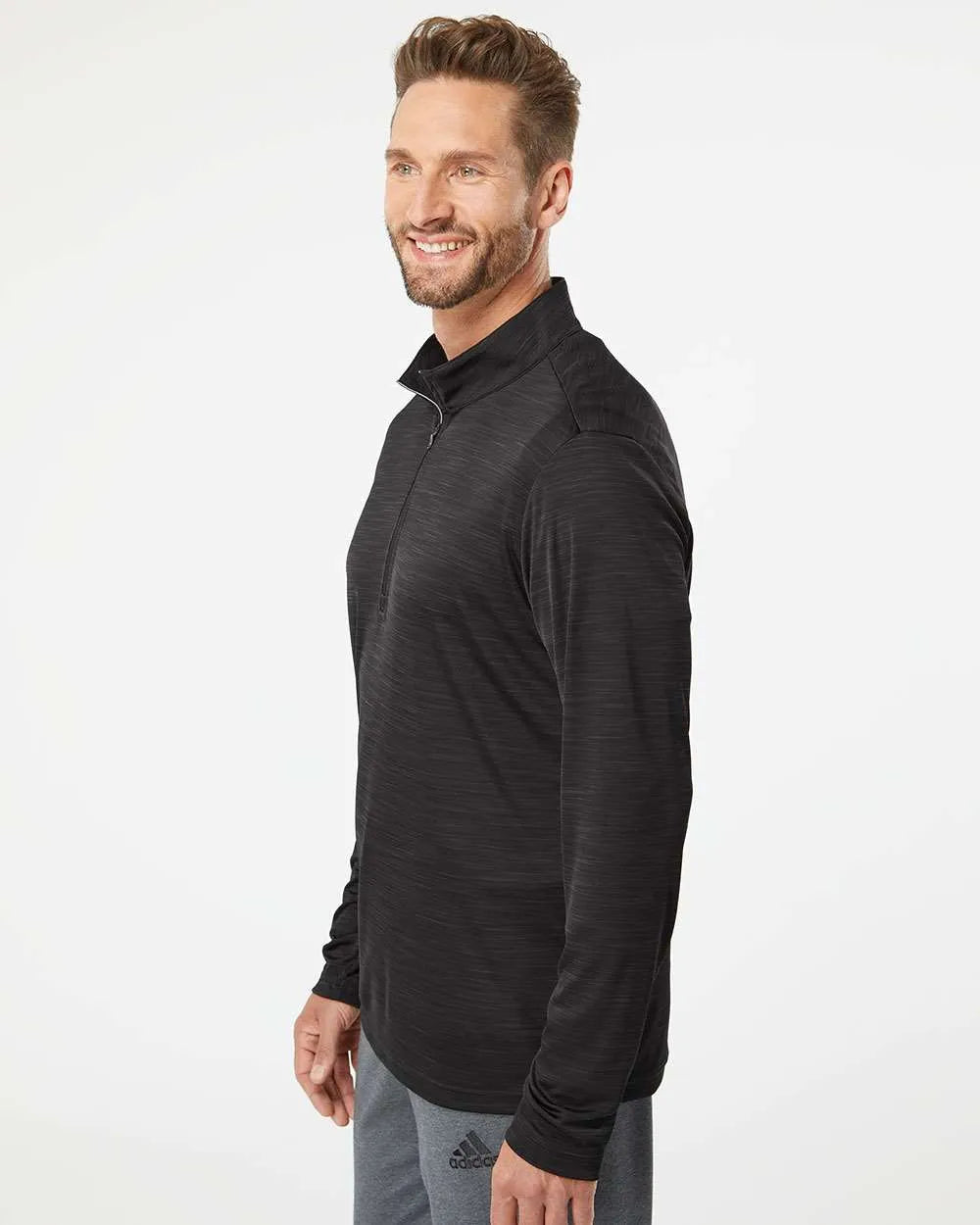 Lightweight Mélange Quarter-Zip Pullover black melange_2