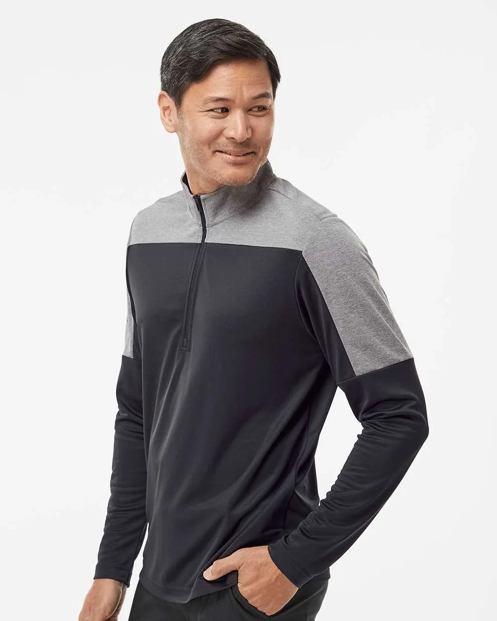 Lightweight Quarter-Zip Pullover black/ grey three_1