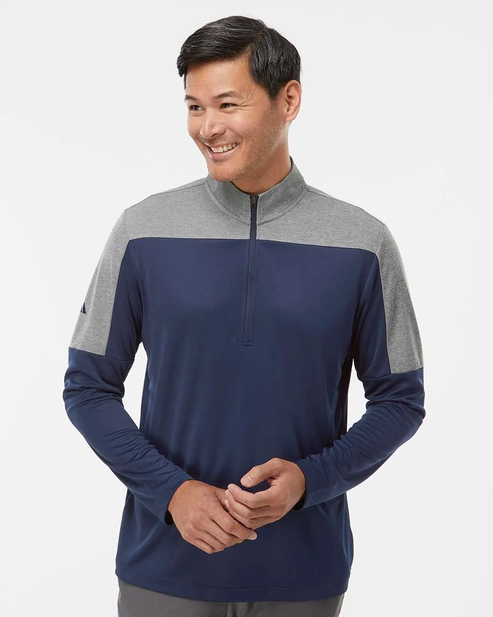 Lightweight Quarter-Zip Pullover collegiate navy/ grey three melange