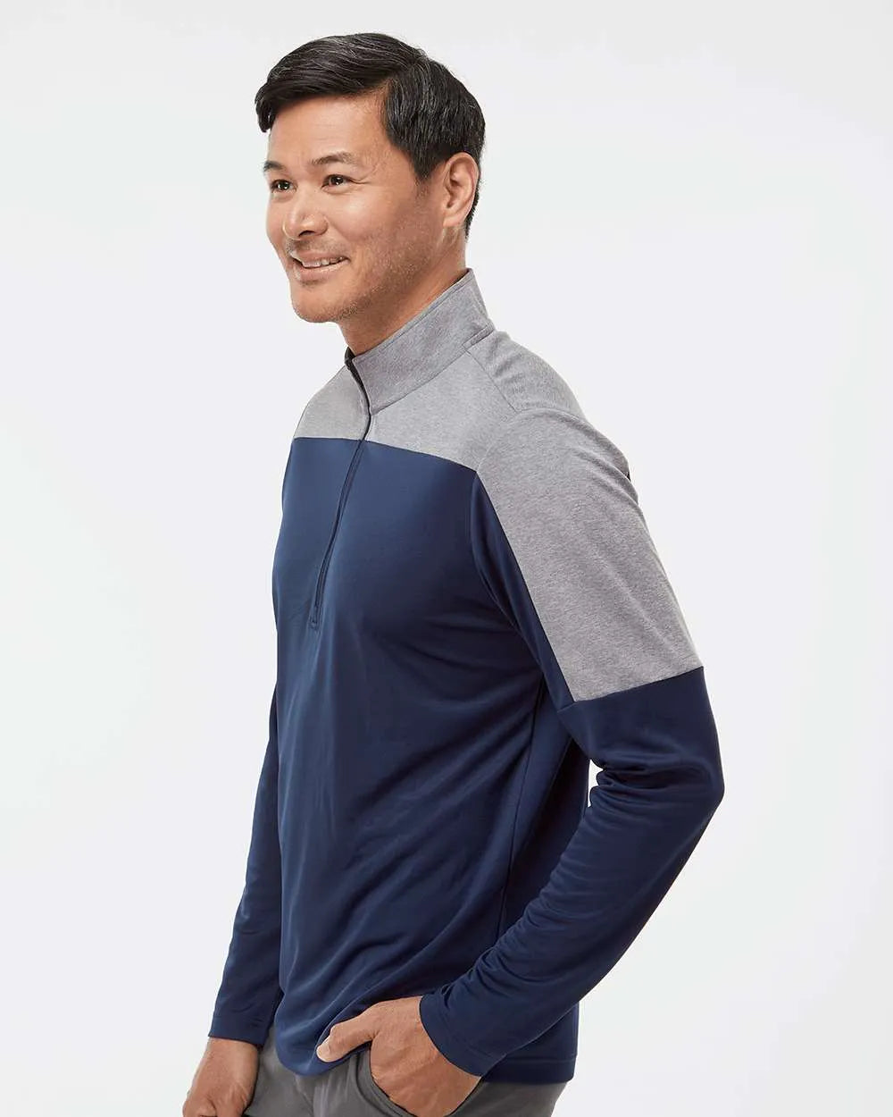 Lightweight Quarter-Zip Pullover collegiate navy/ grey three melange_1
