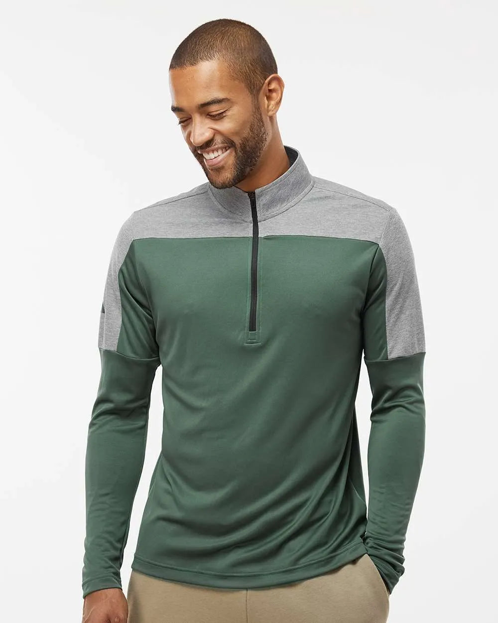 Lightweight Quarter-Zip Pullover green oxide/ grey three melange
