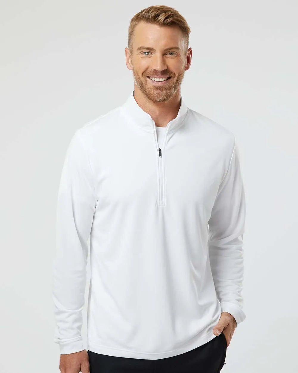 Lightweight Quarter-Zip Pullover white