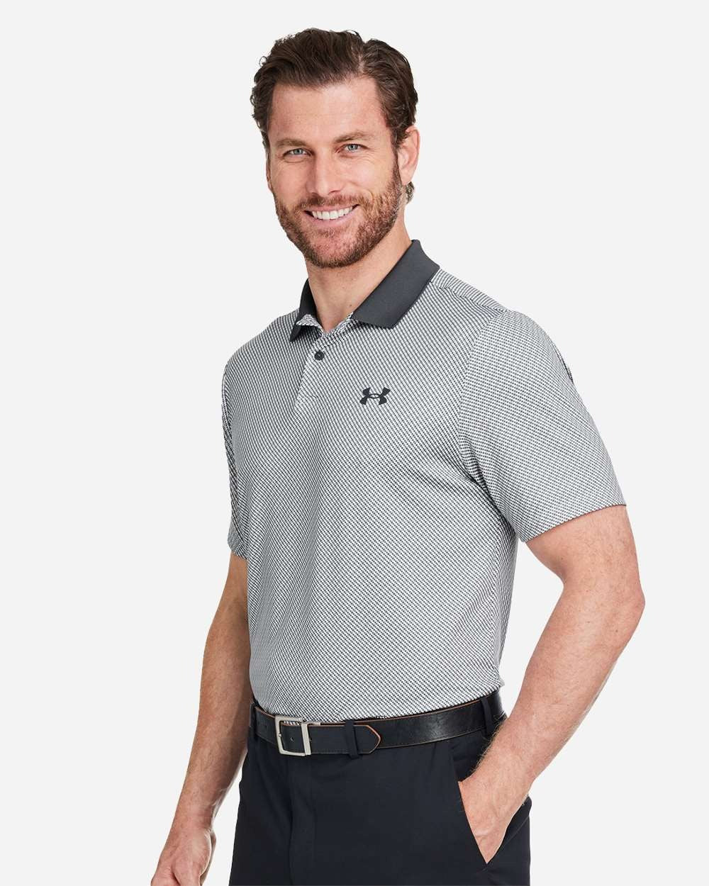Men's 3.0 Printed Performance Polo White/ Halo Grey_1