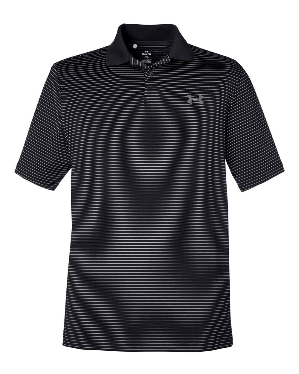 Men's 3.0 Striped Perf Polo Black_001_3