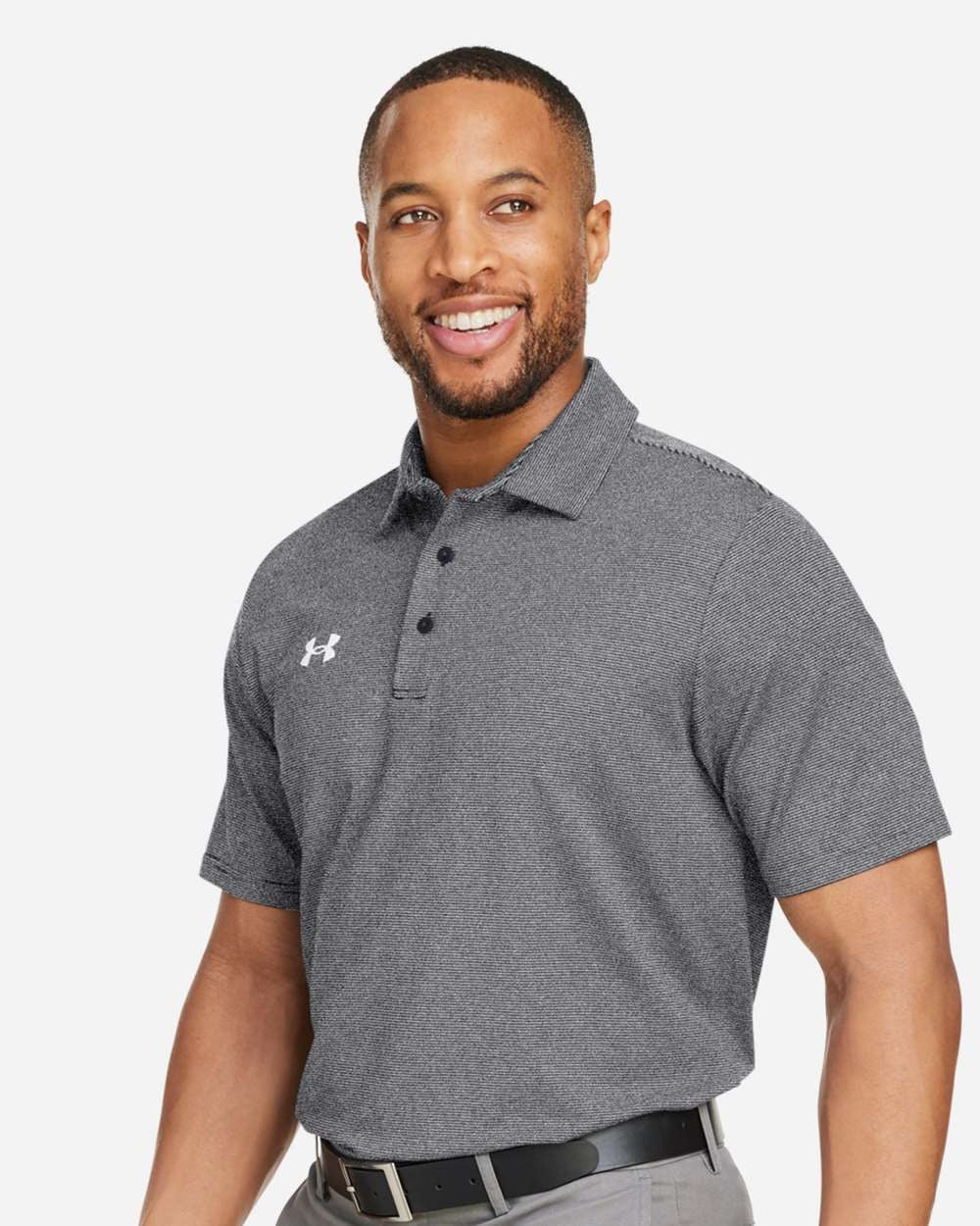 Men's Destin Drive Striped Performance Polo Black/ White_1