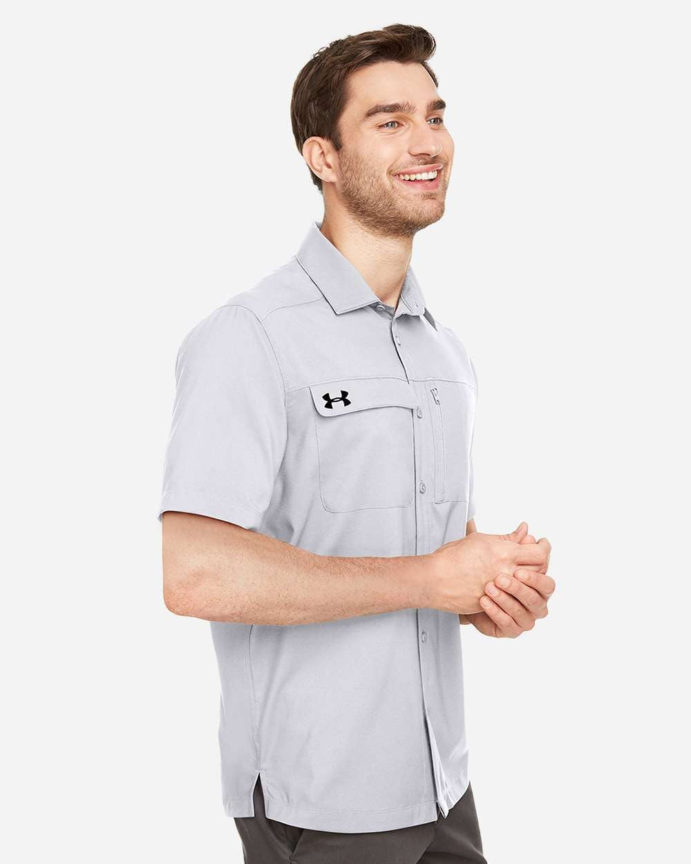 Men's Motivate Coach Woven Shirt Halo Grey/ Steel Grey_2