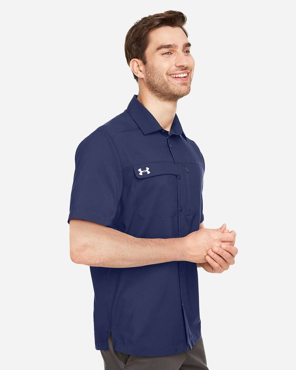 Men's Motivate Coach Woven Shirt Midnight Navy/ White_2