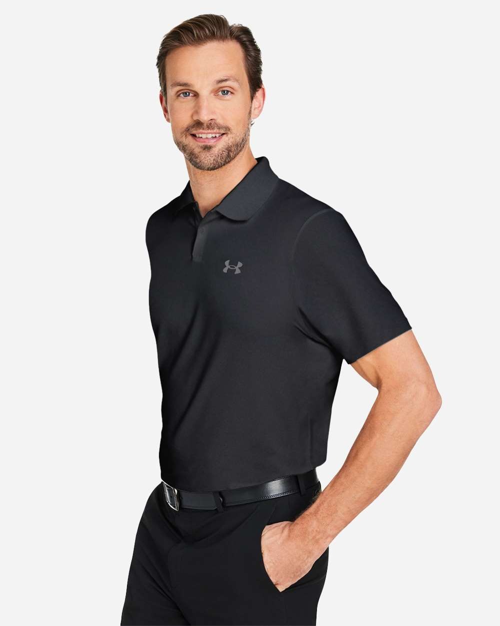 Men's Performance 3.0 Golf Polo Black/ PTC Grey_1