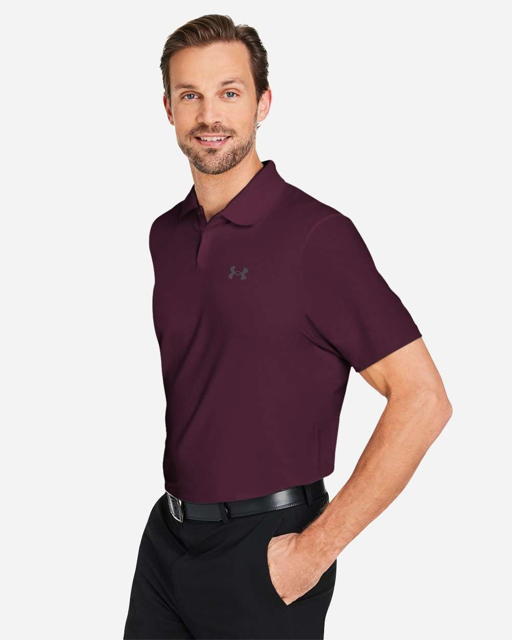 Men's Performance 3.0 Golf Polo Dark Maroon/ Pitch Grey_1