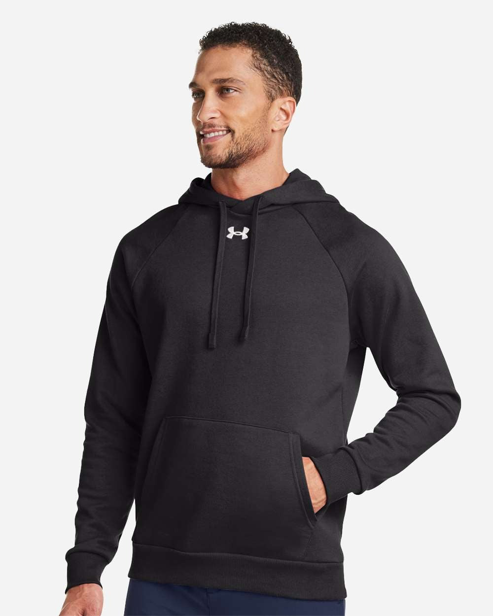 Men's Rival Fleece Hooded Sweatshirt Black/ White_1