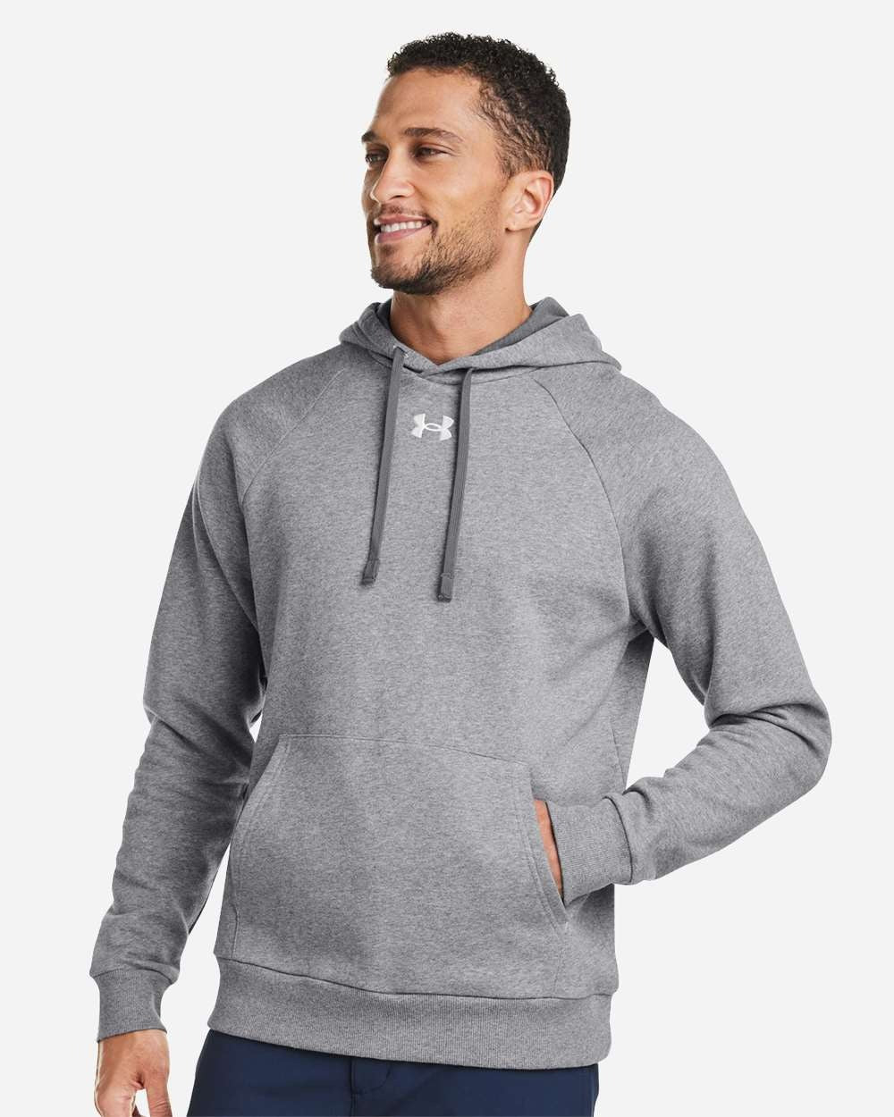Men's Rival Fleece Hooded Sweatshirt CS Grey Light Heather/ White