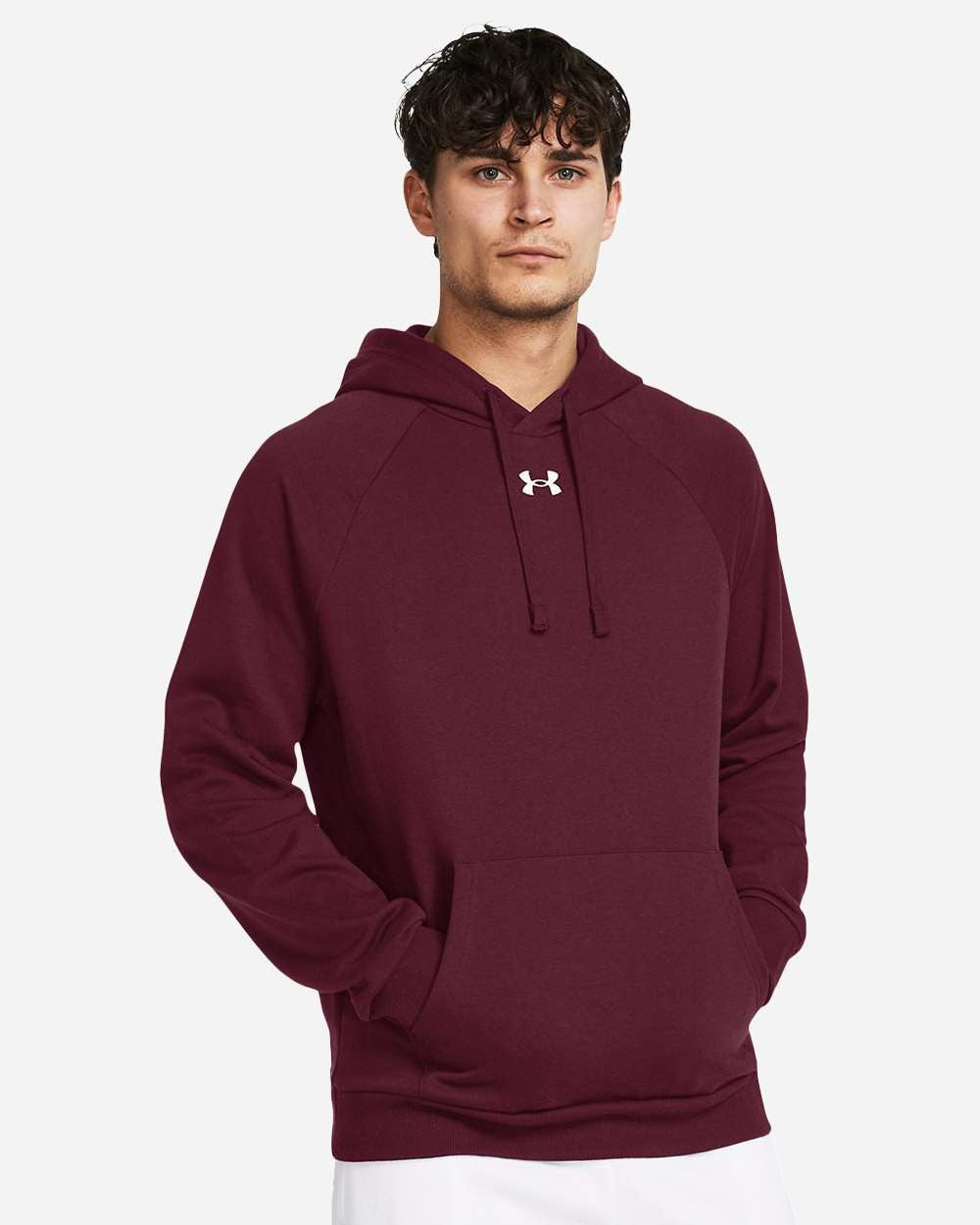 Men's Rival Fleece Hooded Sweatshirt Maroon/ White