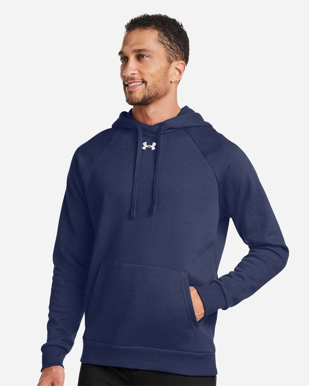 Men's Rival Fleece Hooded Sweatshirt Midnight Navy/ White_1