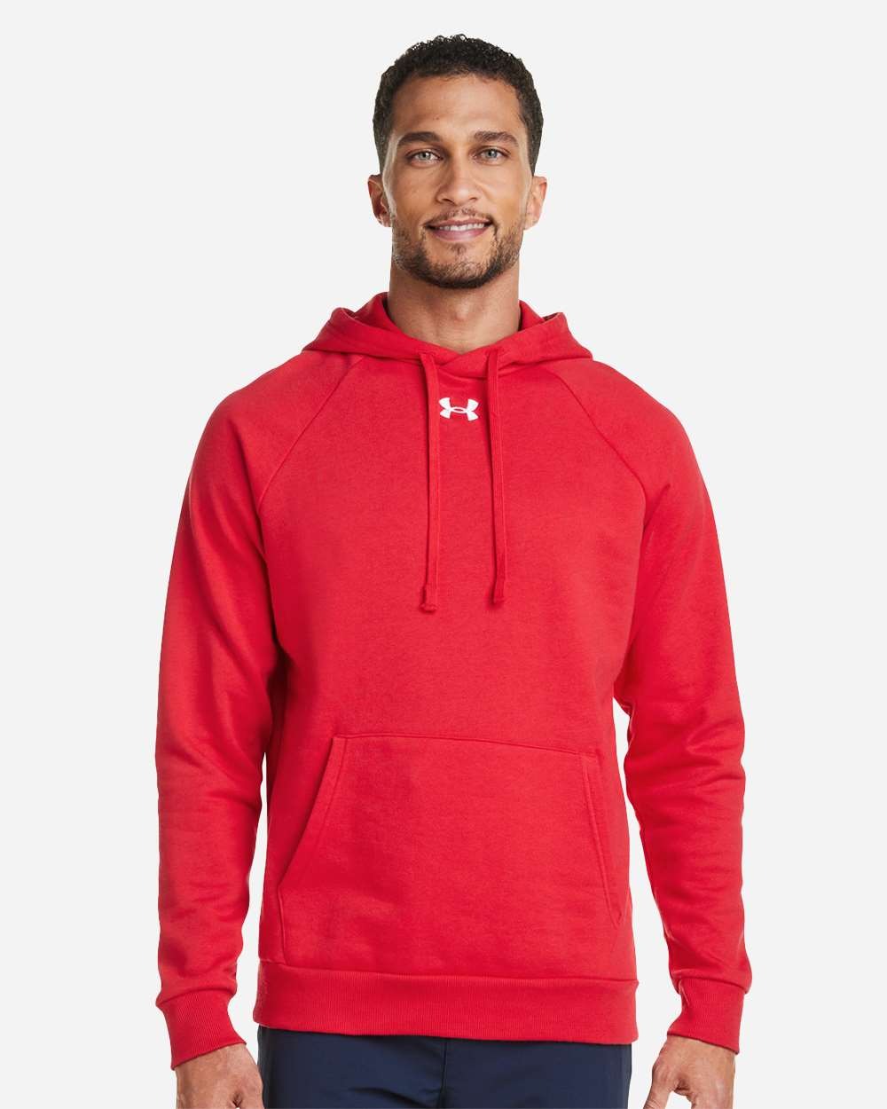 Men's Rival Fleece Hooded Sweatshirt Red/ White