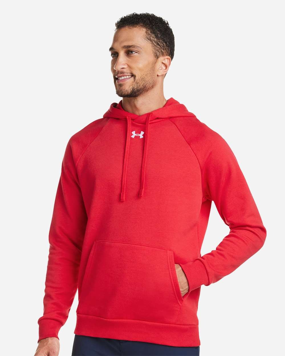 Men's Rival Fleece Hooded Sweatshirt Red/ White_1