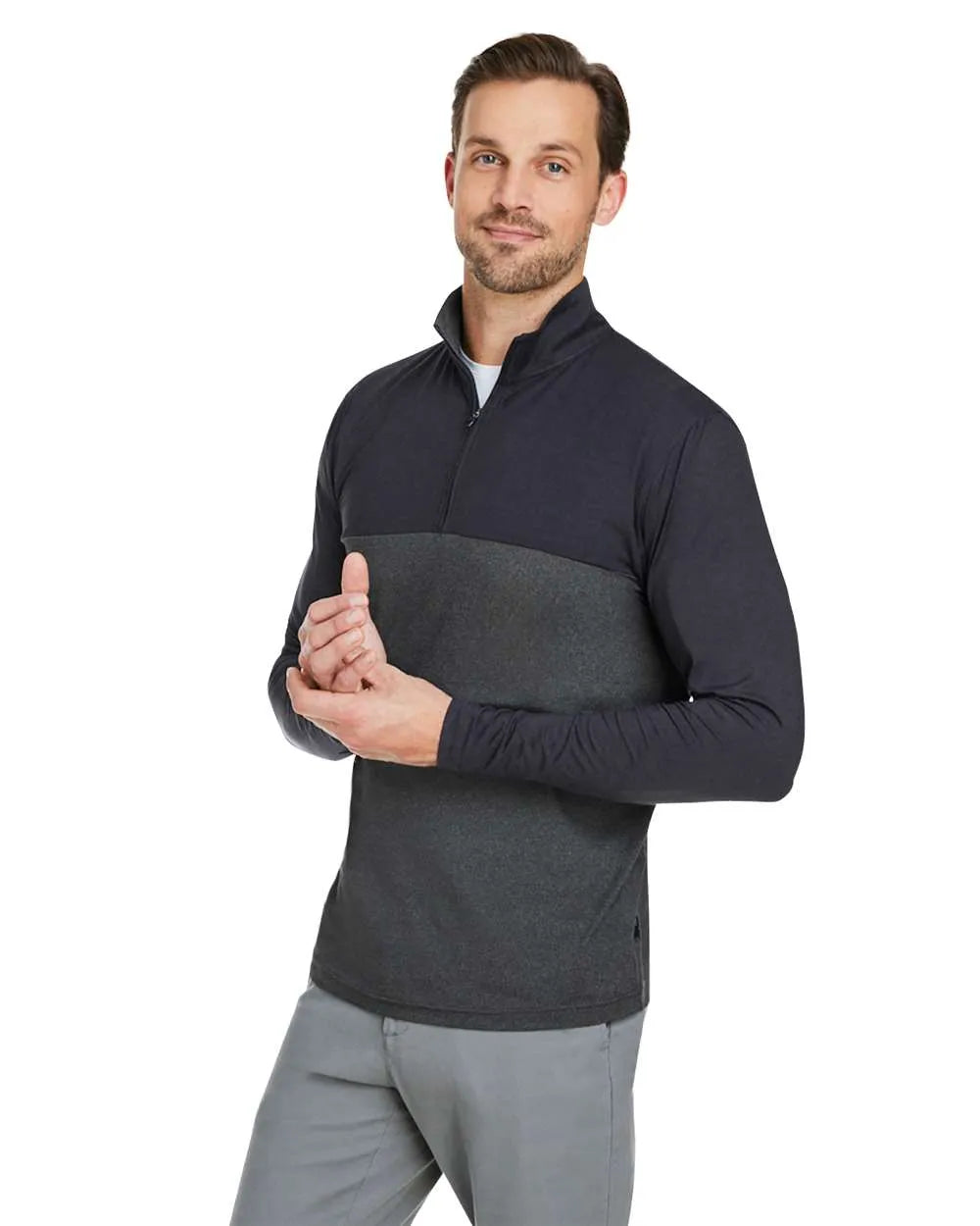 Men's Spyre Flex Colorblock Quarter-Zip Black_1