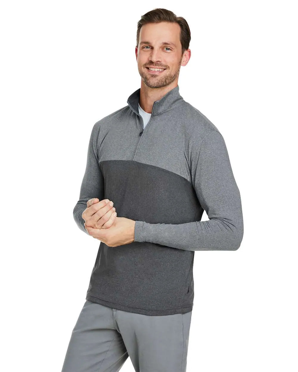 Men's Spyre Flex Colorblock Quarter-Zip Light Greys_1