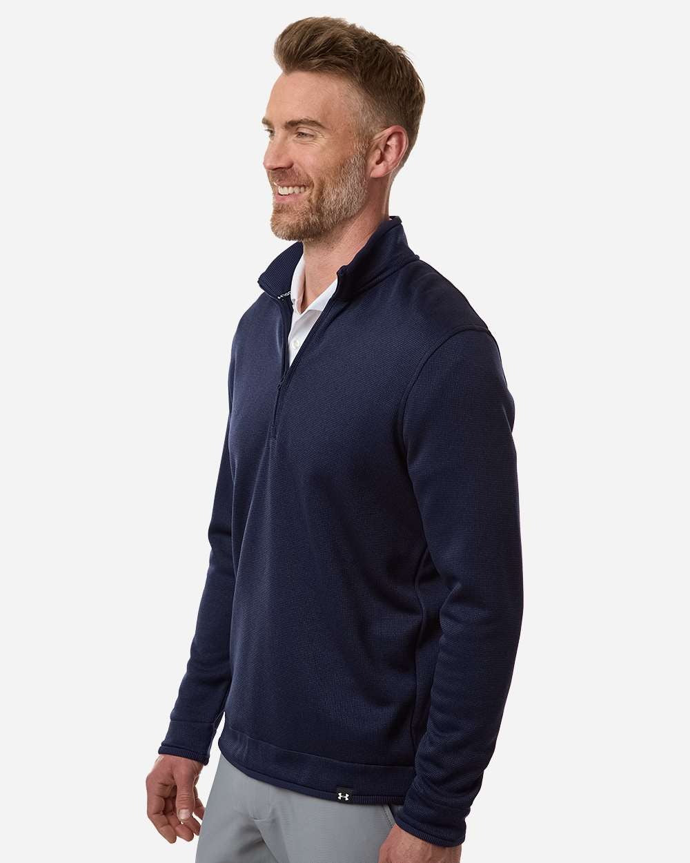 Men's Storm Sweater Fleece Quarter-Zip Pullover Midnight Navy/ White_2