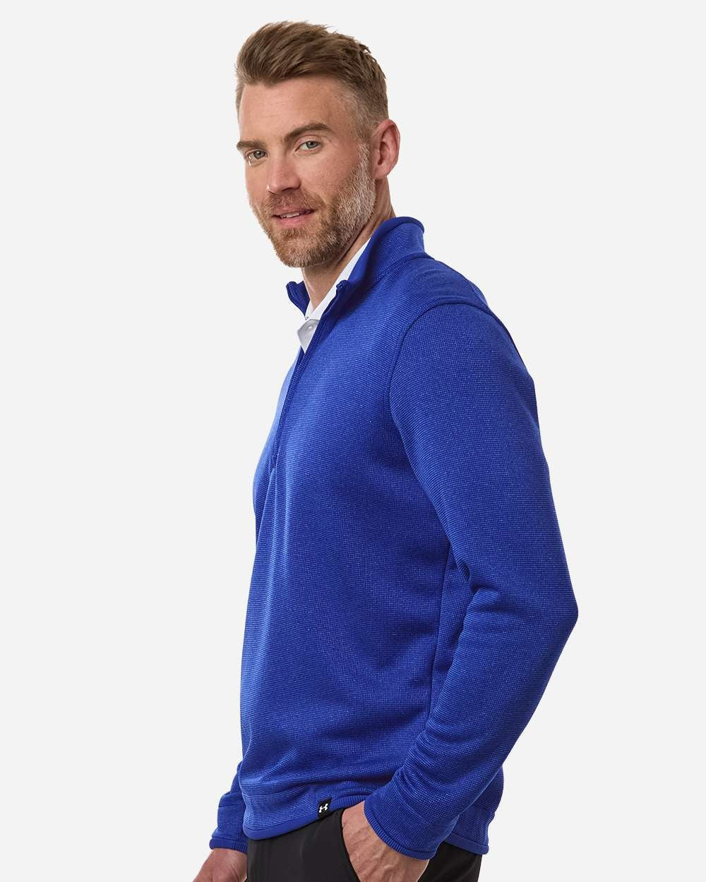 Men's Storm Sweater Fleece Quarter-Zip Pullover Royal/ White_2