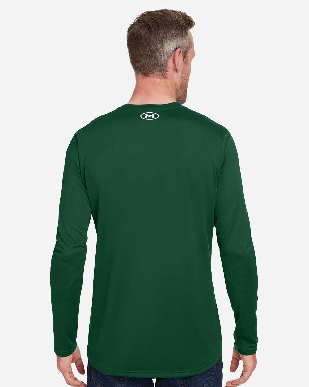 Men's Team Tech™ Long Sleeve T-Shirt Forest Green/ White_2