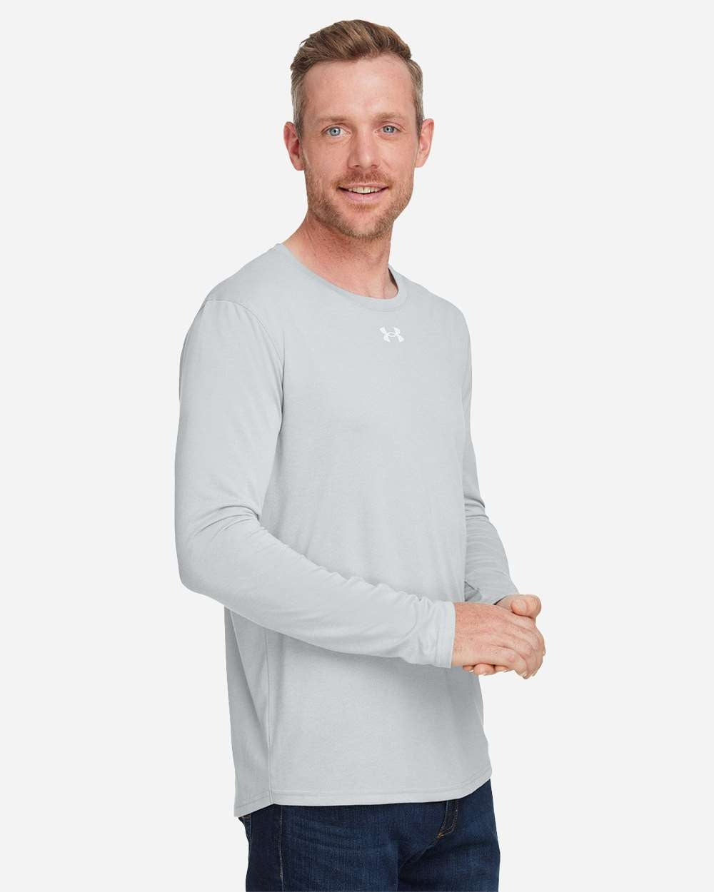 Men's Team Tech™ Long Sleeve T-Shirt Mod Grey Light Heather/ White_1