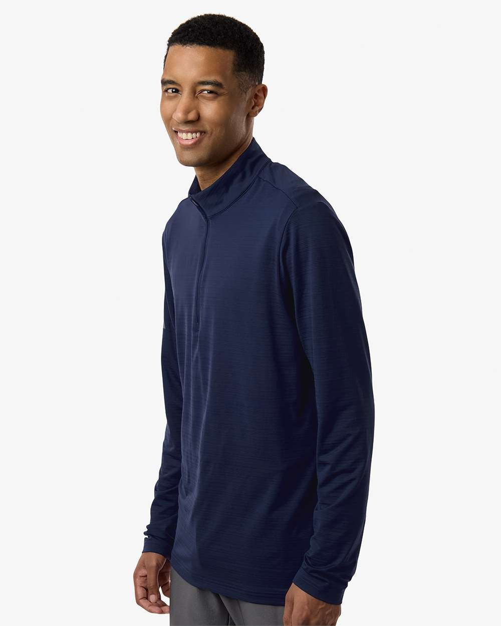 Men's Textured Stripe Quarter-Zip Pullover Dark Blue_2