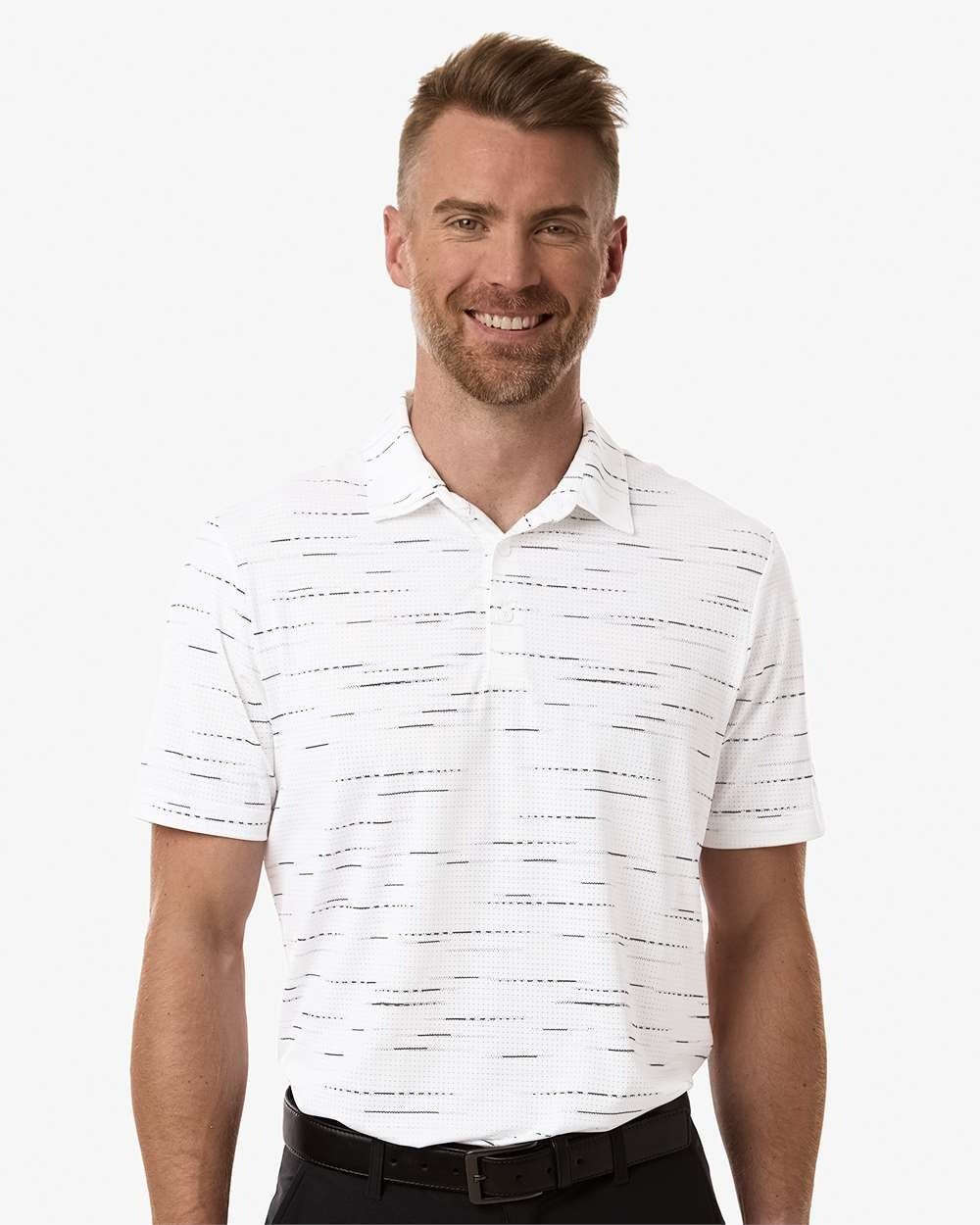 Men's Ultimate Mesh Glimmer Print Polo Clear Pink
