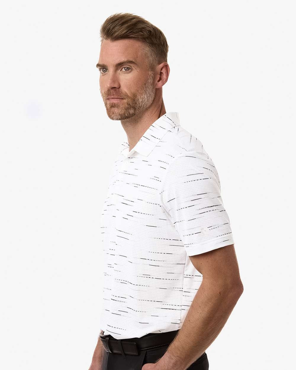 Men's Ultimate Mesh Glimmer Print Polo Clear Pink_1