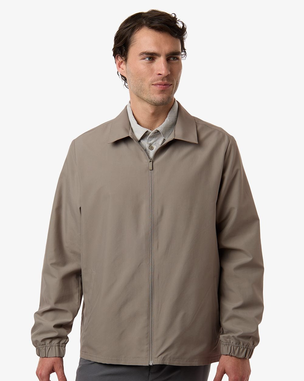 Men's Woven Full-Zip Jacket Putty Beige