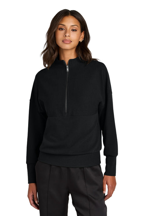 Mercer+Mettle ®  Women's Linear Texture 1/4-Zip MM3041 Deep Black_1