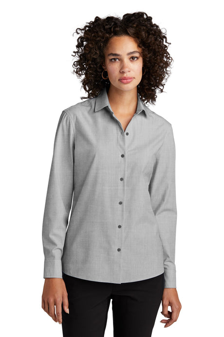 Mercer+Mettle ®  Women's Long Sleeve Stretch Woven Shirt MM2001 Gusty Grey End On End_1