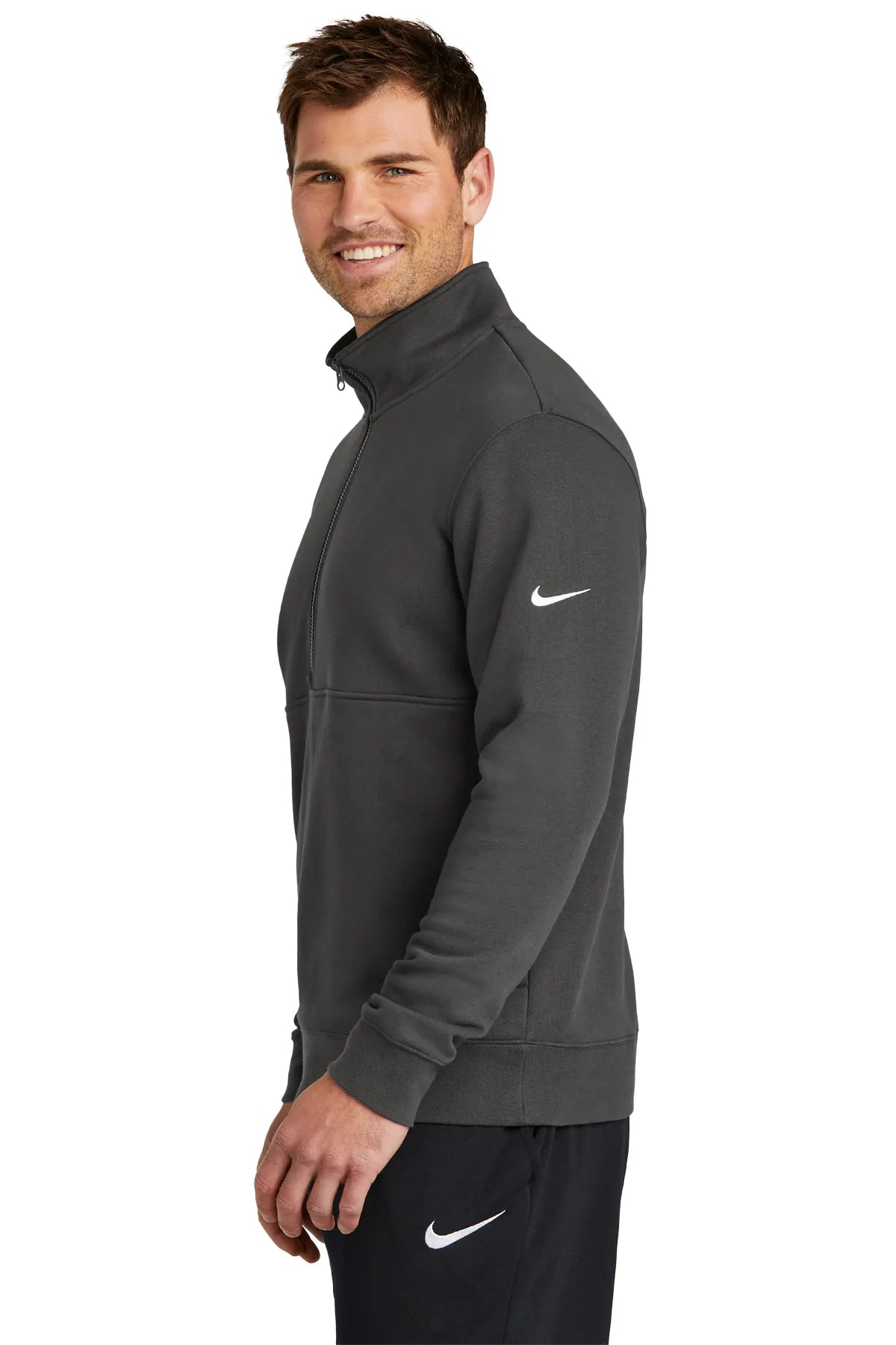 Nike Club Fleece Sleeve Swoosh 1/2-Zip NKDX6718 Anthracite_3