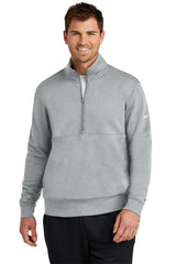 Nike Club Fleece Sleeve Swoosh 1/2-Zip NKDX6718 Dark Grey_1