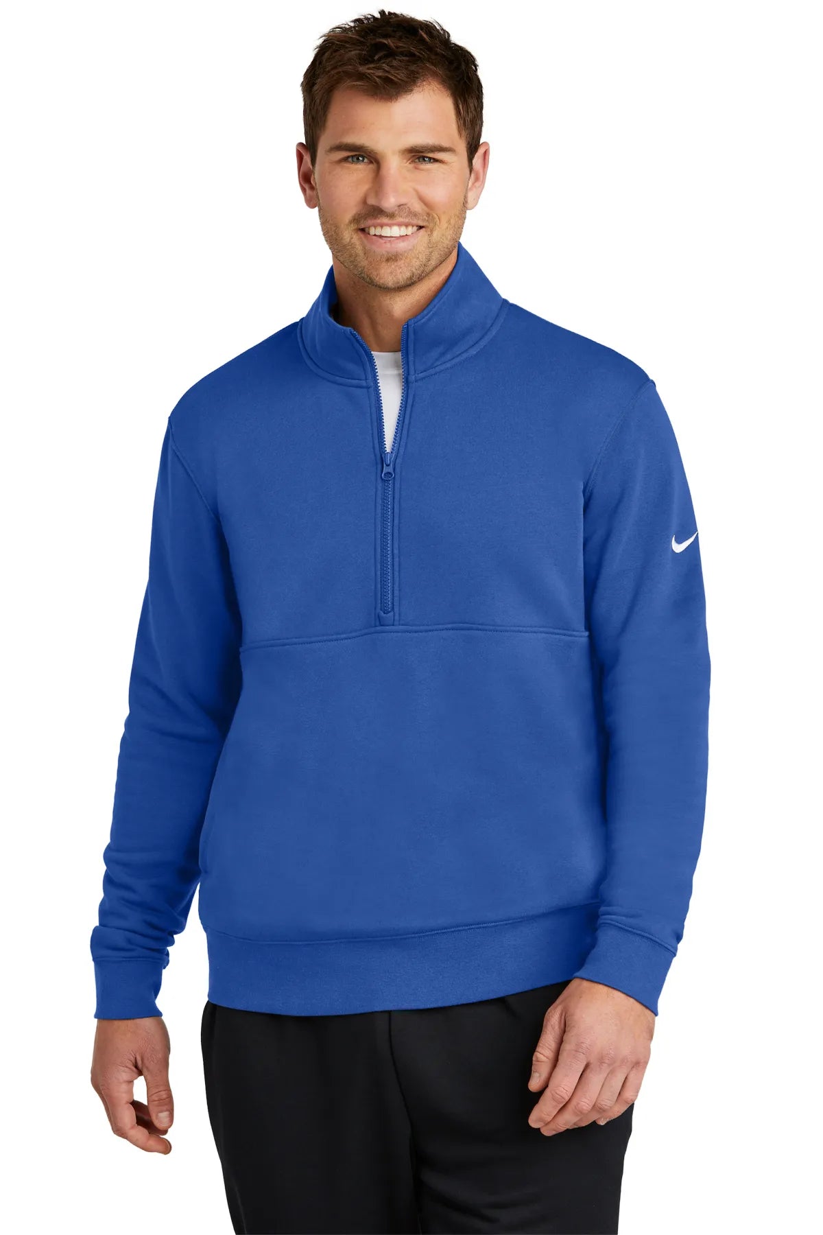 Nike Club Fleece Sleeve Swoosh 1/2-Zip NKDX6718 Game Royal_1