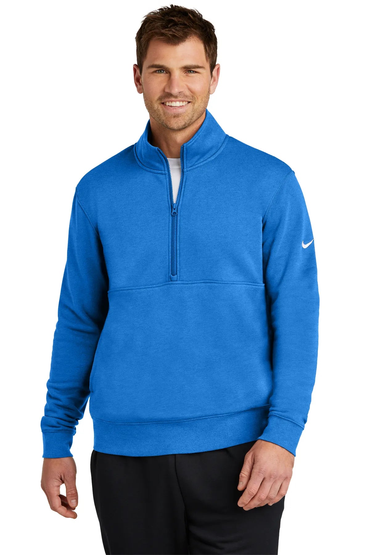 Nike Club Fleece Sleeve Swoosh 1/2-Zip NKDX6718 Light Game Royal_1